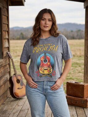Zutter Country Music Fest Nashville Mineral Wash Graphic Tee Gray Medium